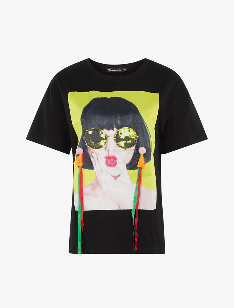 t-shirt pop art - noir - femme -