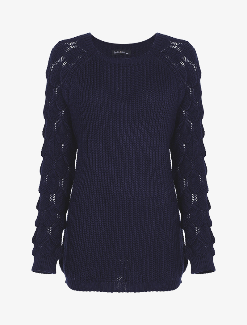 pull long �� manches style ��cailles - bleu nuit - femme -