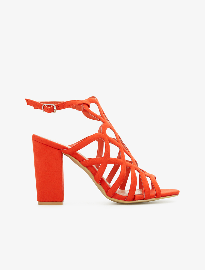 sandales style spartiates en su��dine - orange - femme -