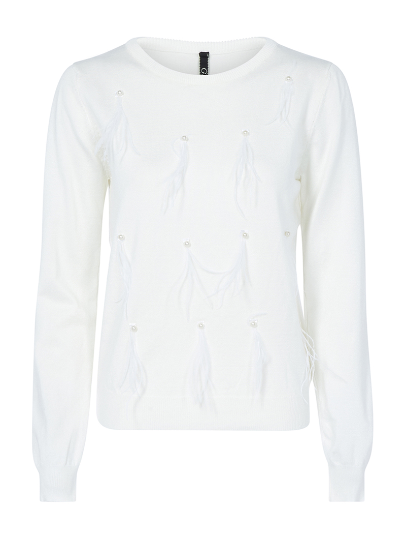 pull empi��cements plumes - blanc - femme -