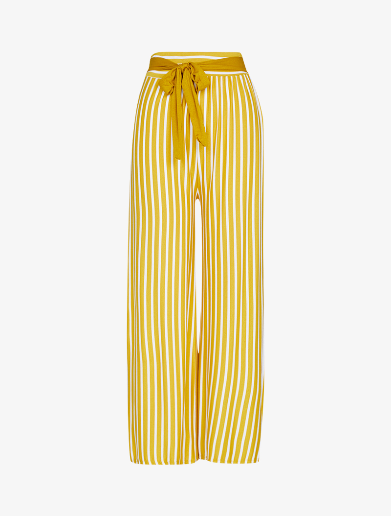 pantalon fluide ray�� - jaune - femme -