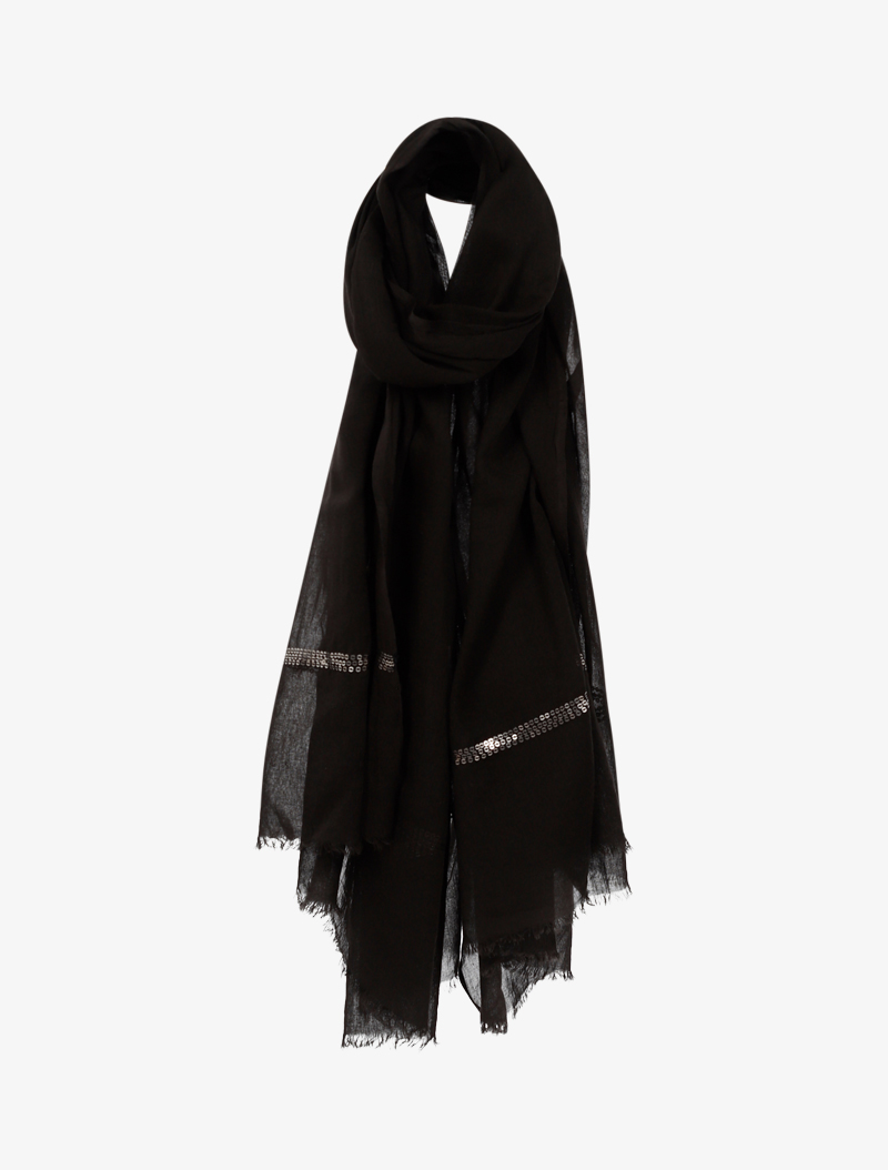 foulard d��lav�� fin �� liser��s en sequins - noir - femme -