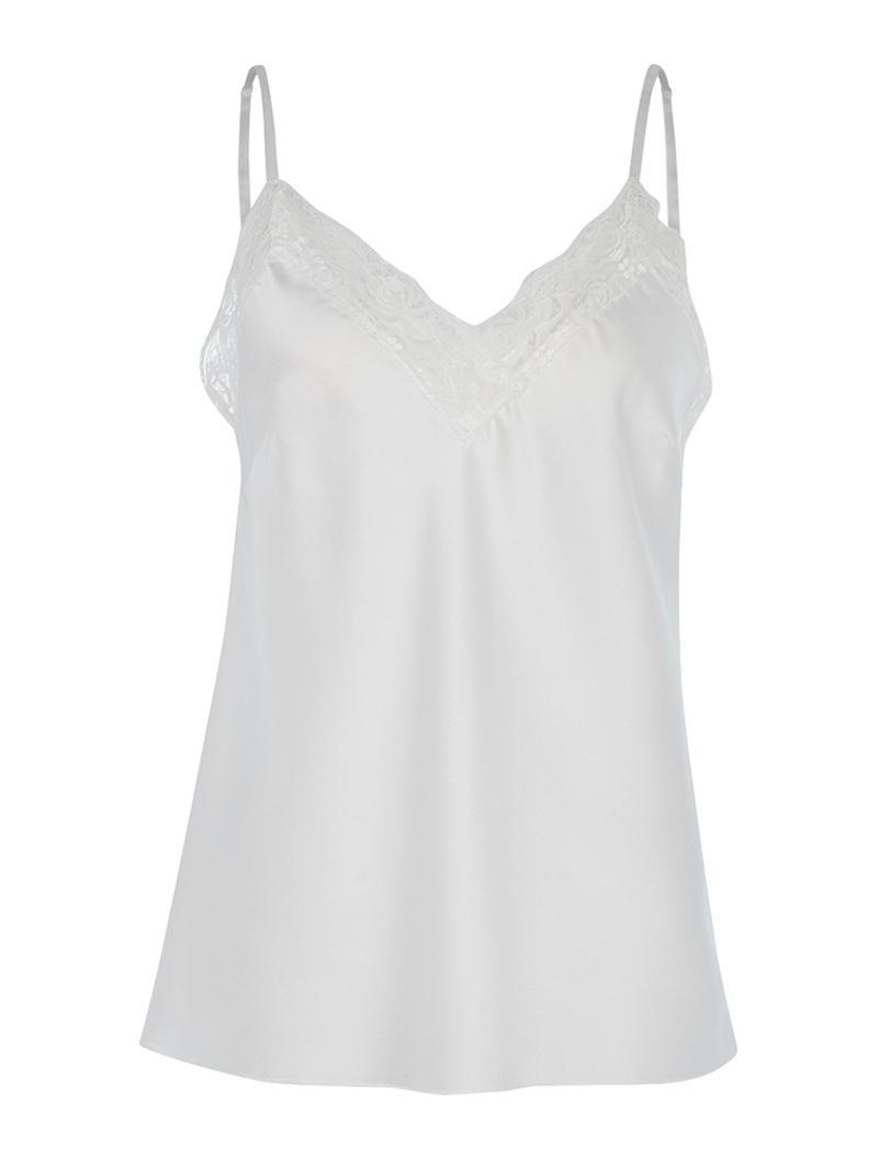 caraco style lingerie �� bordure dentelle - blanc - femme -