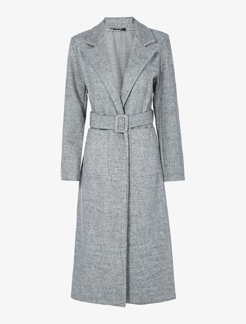 manteau long en feutre - gris clair chin�� - femme -