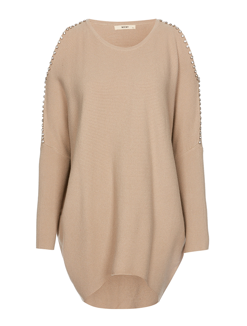 pull ample ��paules nues strass - taupe - femme -