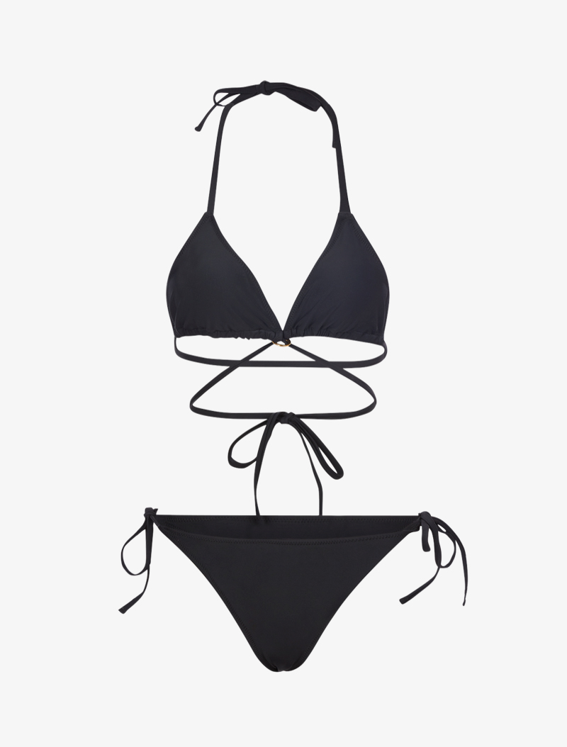 bikini satin�� avec lien �� nouer - noir - femme -