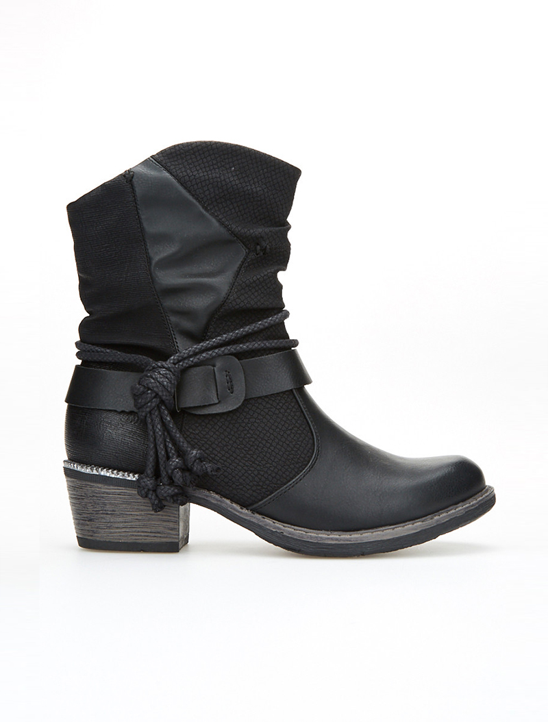boots texture ��caill��e - noir - femme -
