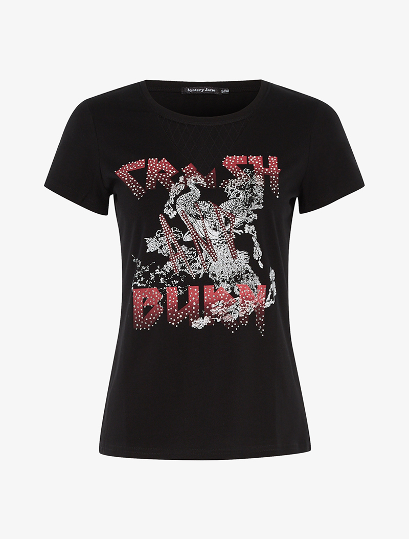 t-shirt crush and burn - noir - femme -