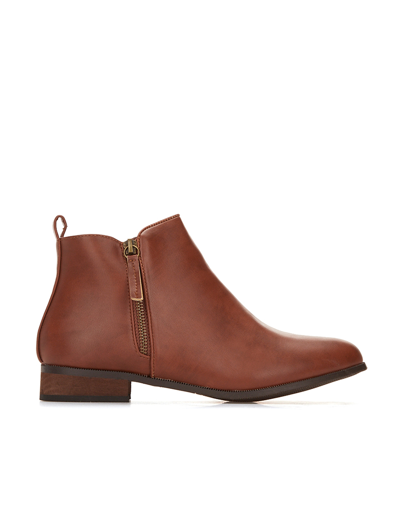 boots basic cheville zipp��e - camel - femme -