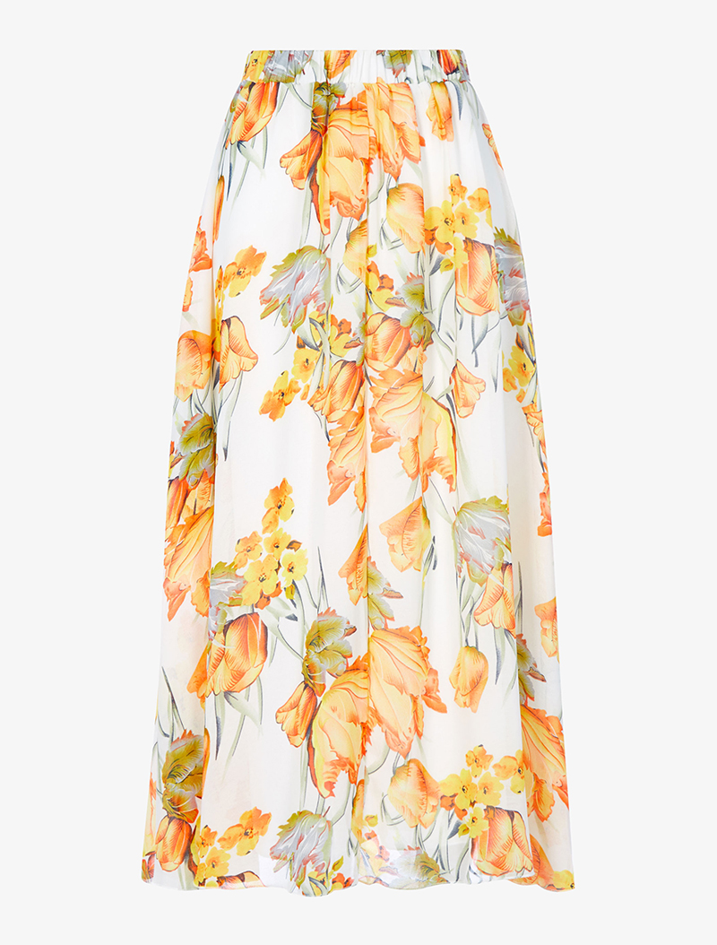 jupe longue transparente �� imprim�� floral - ��cru - femme -