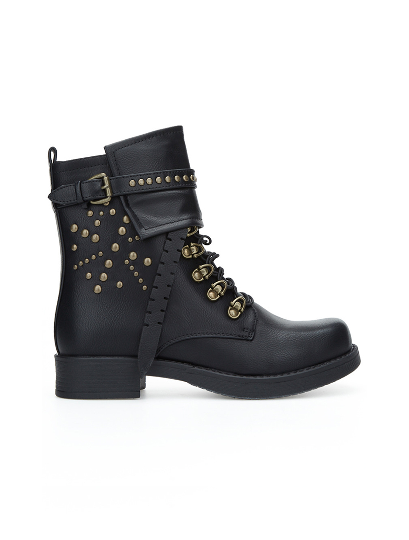 boots d��tails cuivr��s - noir - femme -
