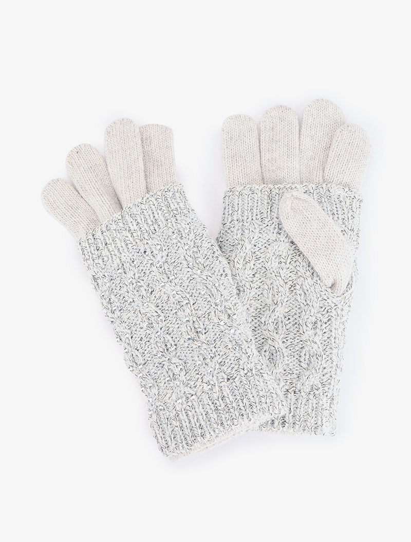 gants �� mitaines amovibles strass��es - gris clair - femme -