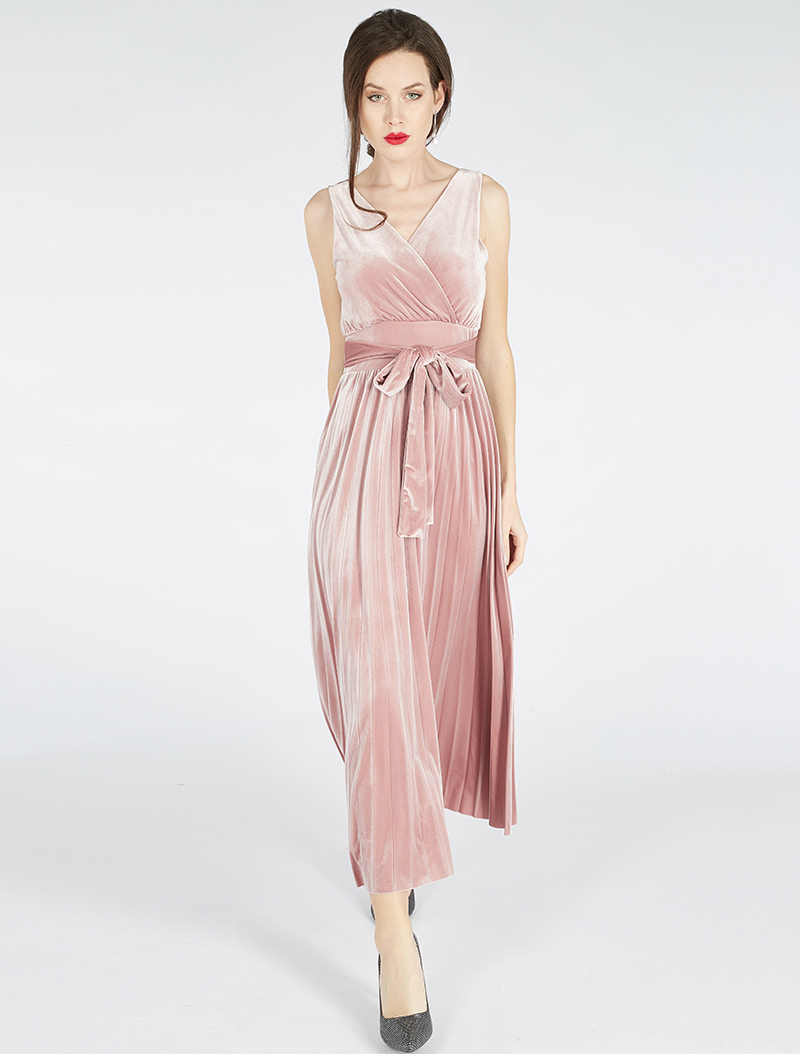 robe empire velours - rose - femme -