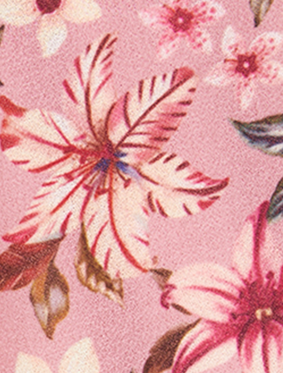 Robe imprimé multi fleurs à col cache-coeur et ceinture - rose