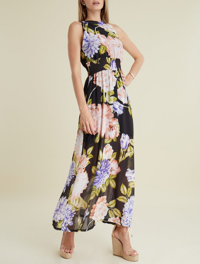 robe en voile �� imprim�� floral - femme -