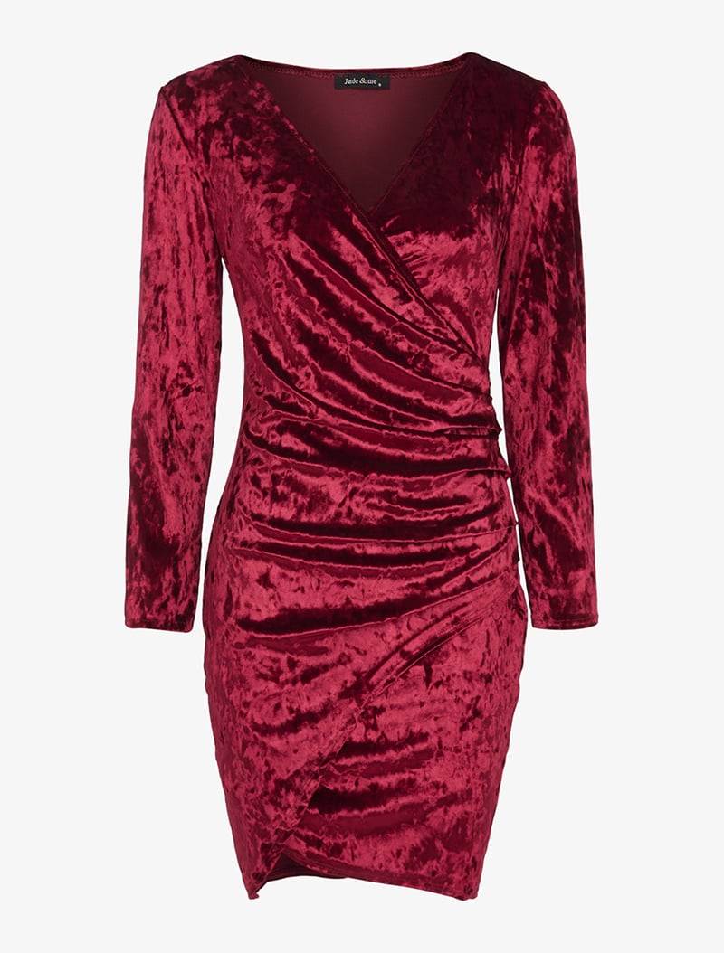 robe portefeuille effet velours - rouge cerise - femme -