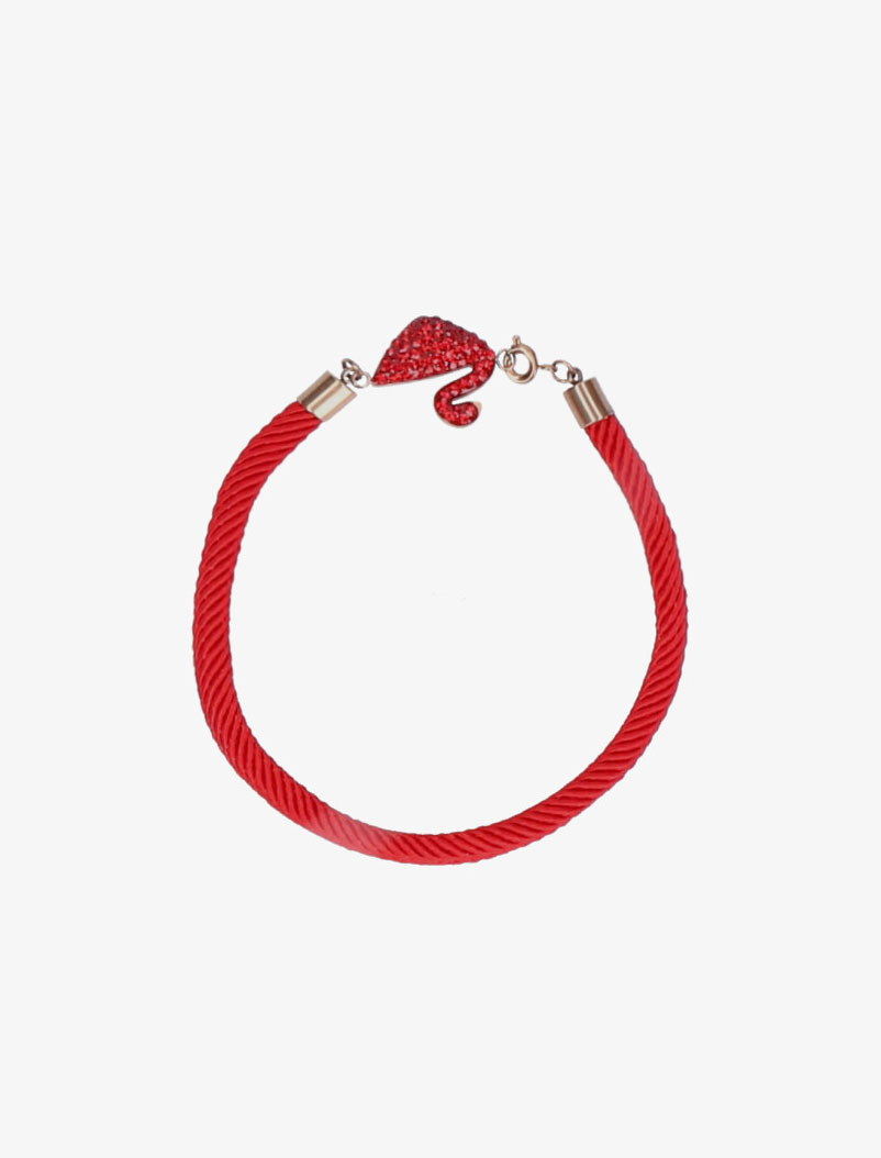 bracelet tissu �� cygne strass�� - rouge - femme -