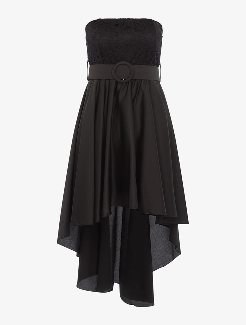 robe bustier �� jupe asym��trique satin��e - noir - femme -