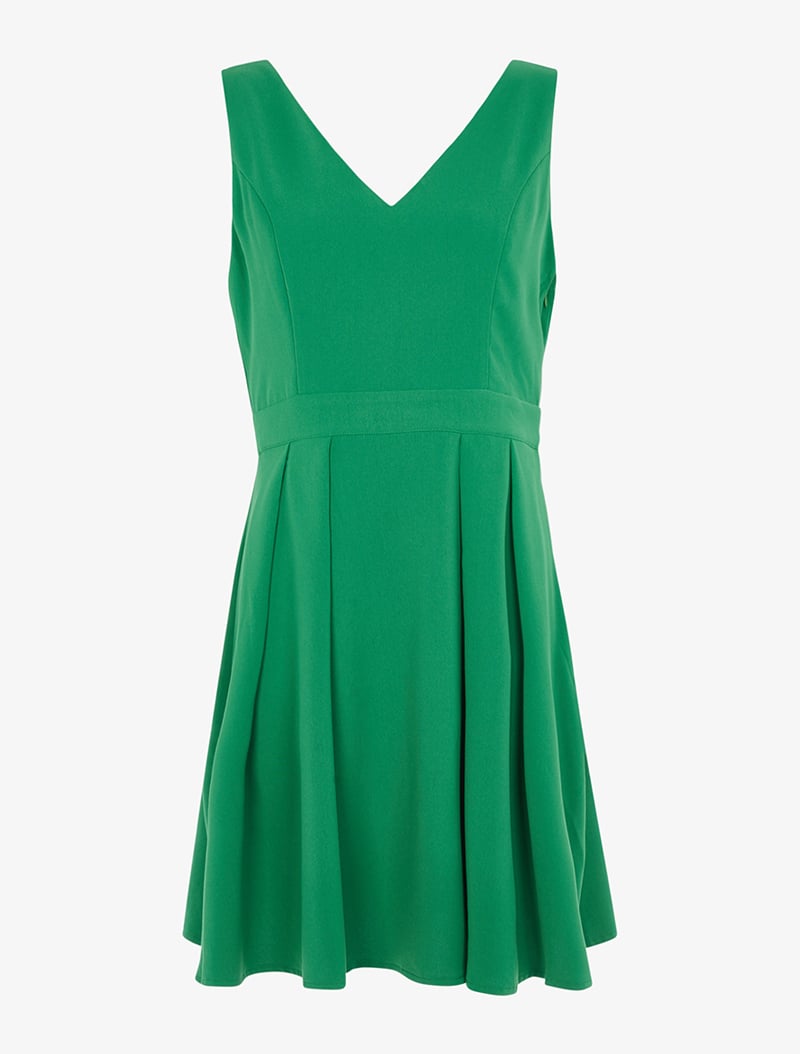 robe �� double bretelles et noeud - vert - femme -