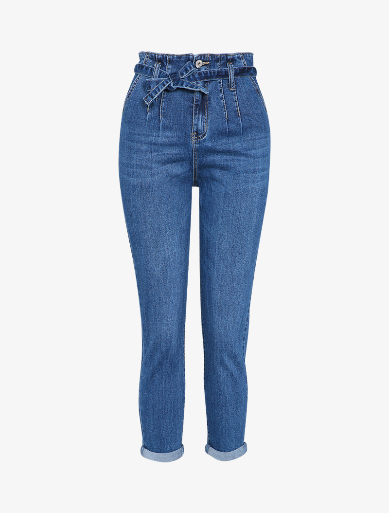 jean mom �� taille empire stylis��e - femme -