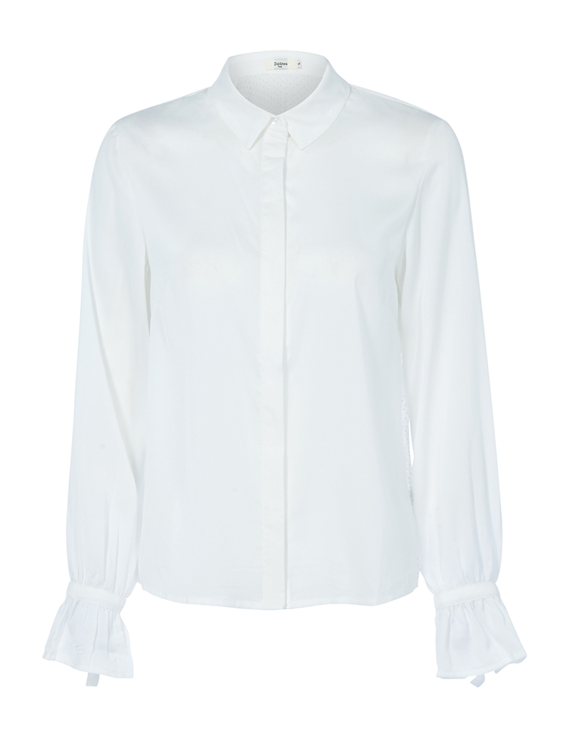 chemise dos �� d��coupe doublure �� pois - blanc - femme -