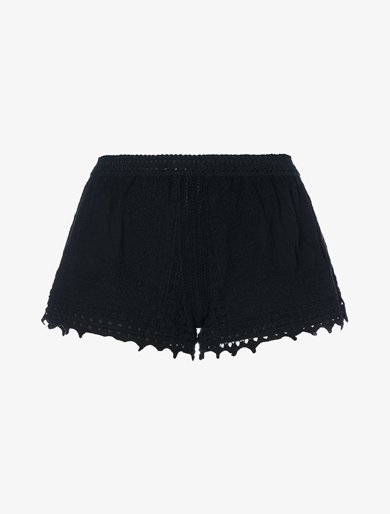 mini-short en crochet - noir - femme -