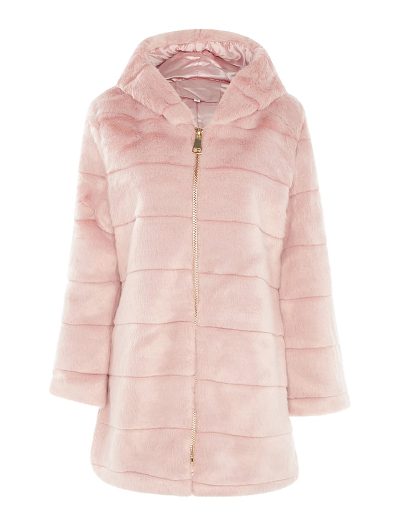 manteau long en fourrure - rose - femme -