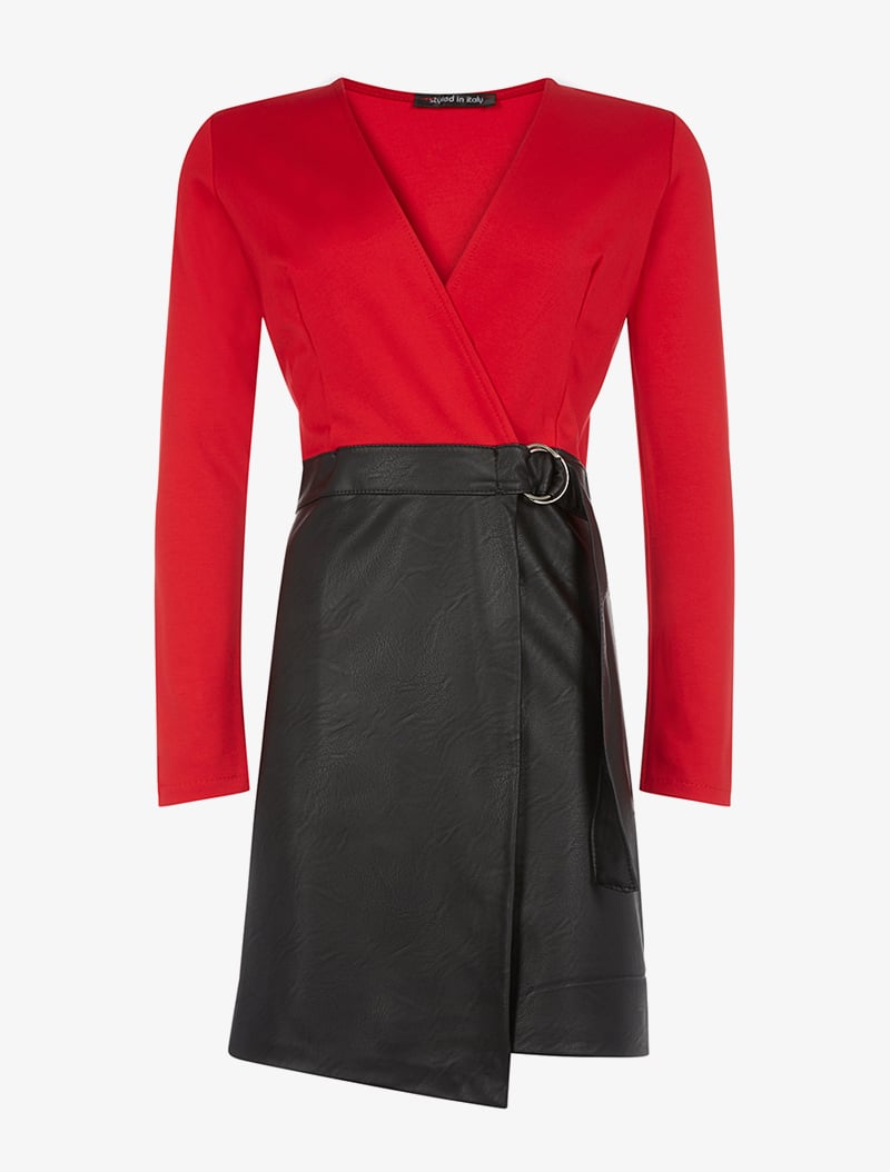 robe portefeuille bimati��re - rouge/noir - femme -