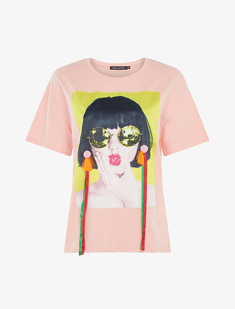 t-shirt pop art - rose p��le - femme -