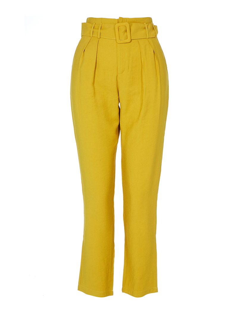 pantalon fluide taille empire - jaune safran - femme -