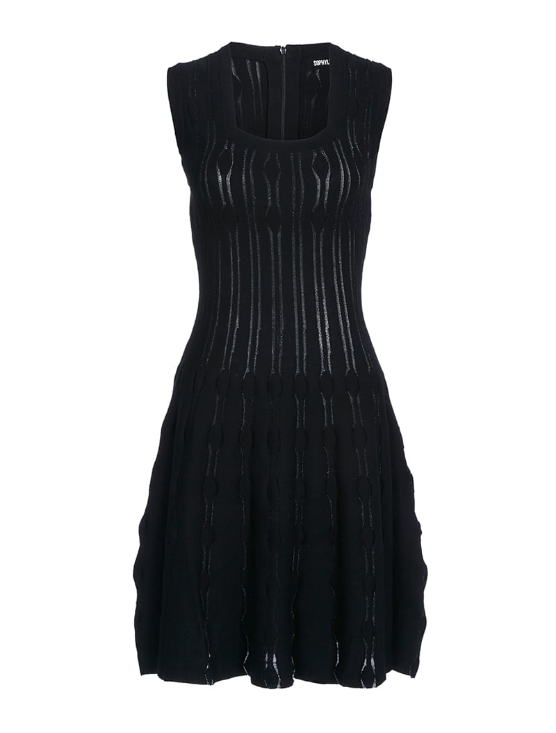 robe patineuse avec jeu de transparence - noir - femme -