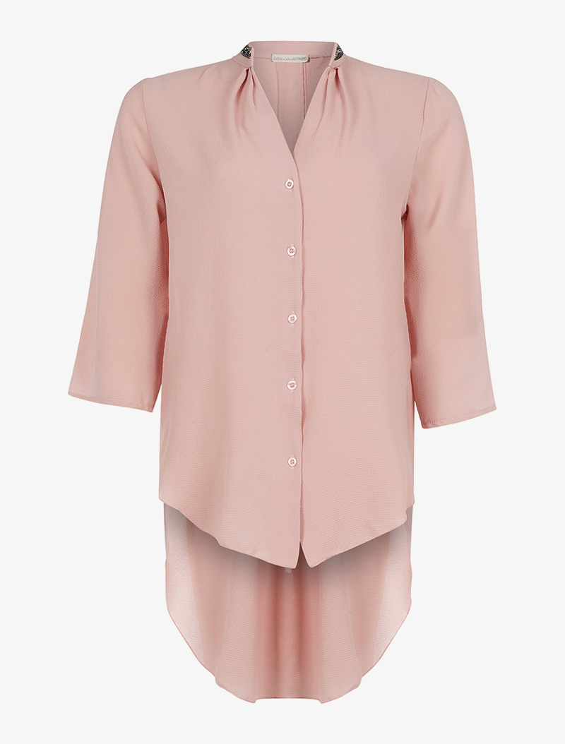 chemise voile col perl�� - rose - femme -