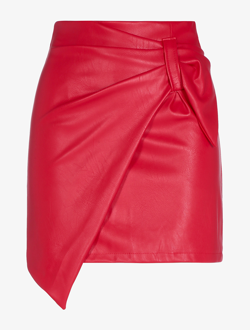 jupe portefeuille �� noeud stylis�� - rouge - femme -