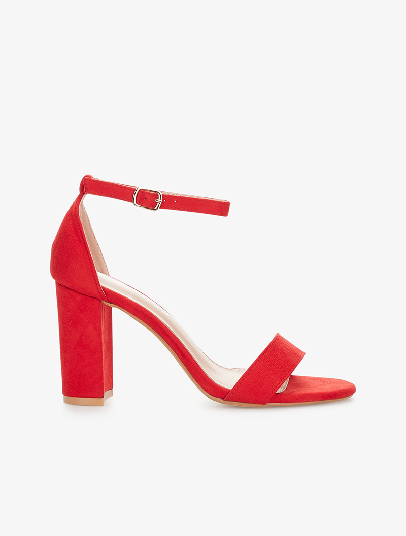 sandales fines �� talon bloc - rouge - femme -