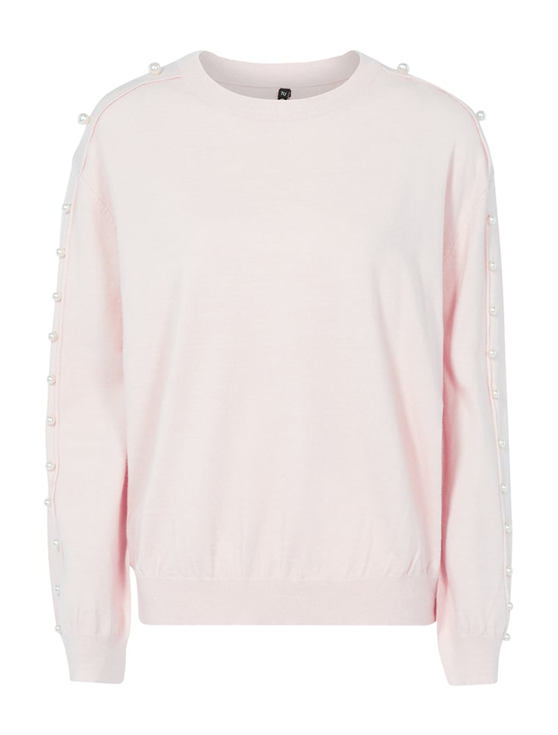 pull �� manches perl��es - rose p��le - femme -