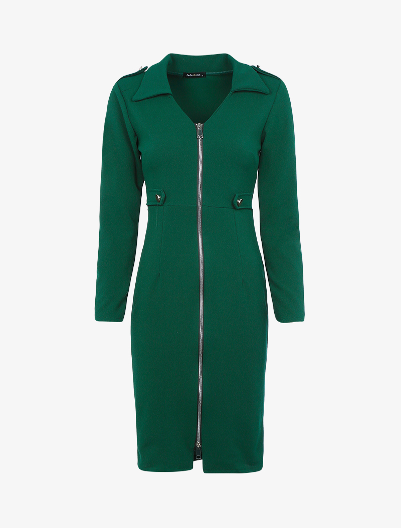 robe fourreau zipp��e - vert - femme -