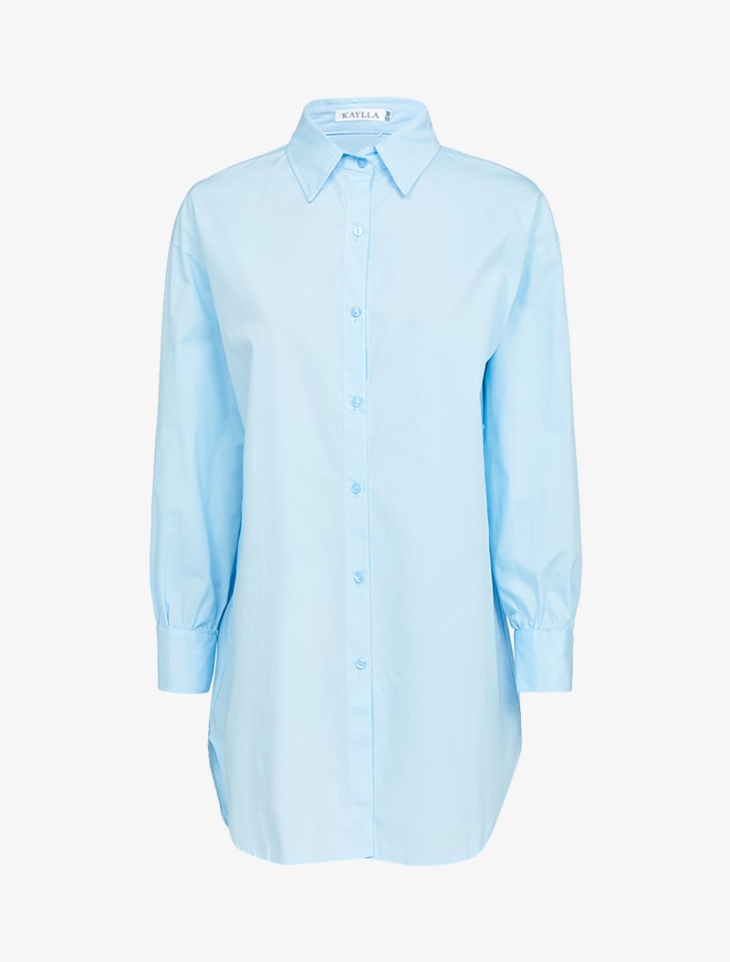 chemise longue ample - bleu ciel - femme -