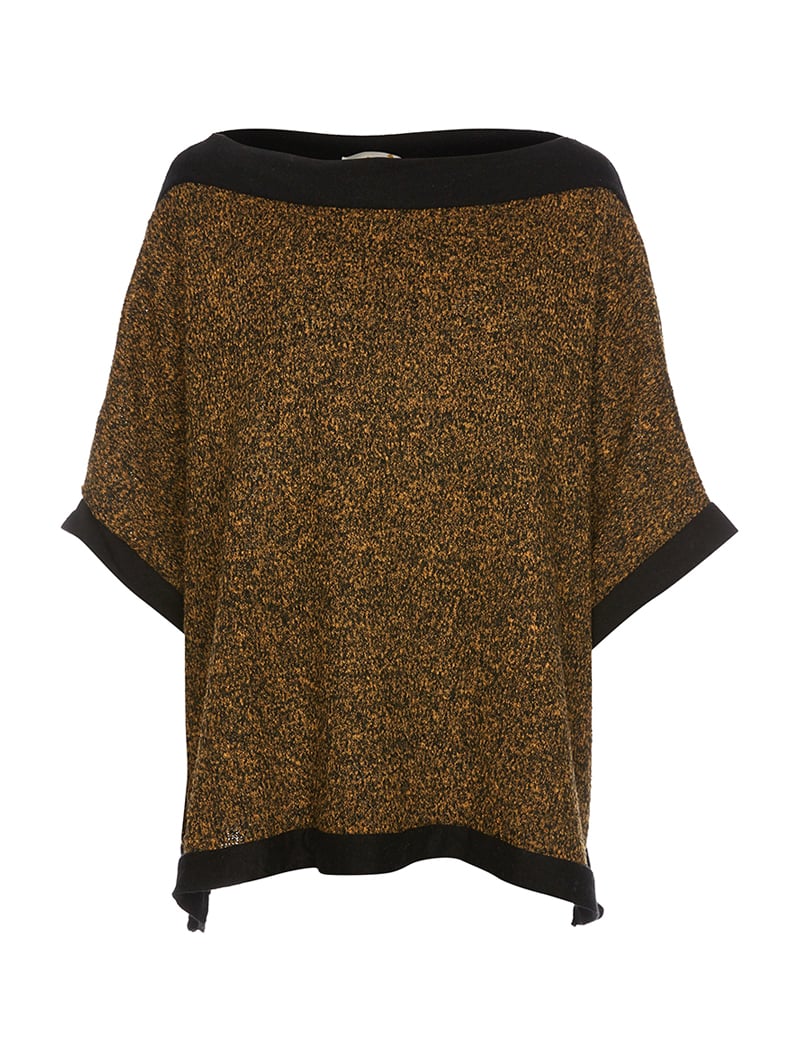 poncho col rond  bouclette -moutarde - femme -
