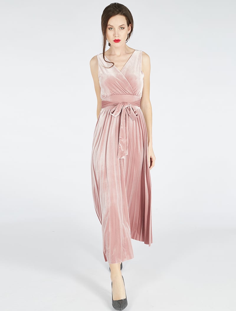 robe empire velours - rose - femme -
