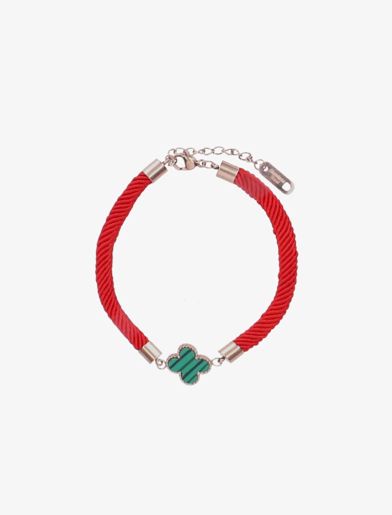 bracelet tissu �� tr��fle - rouge - femme -