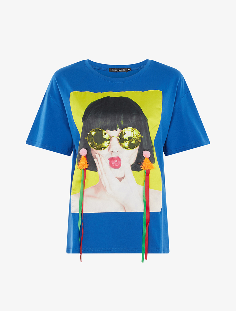 t-shirt pop art - bleu - femme -