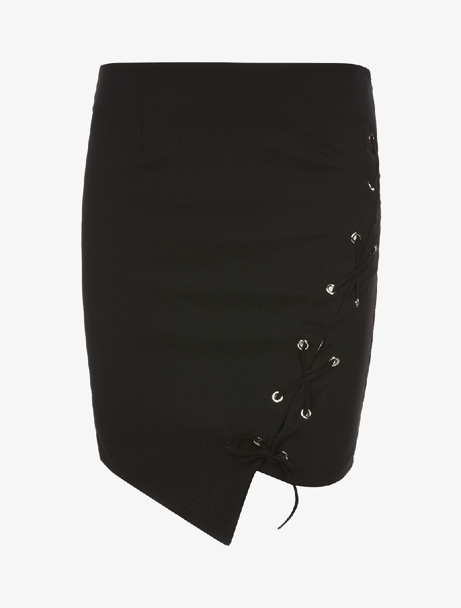 jupe asym��trique corset - noir - femme -