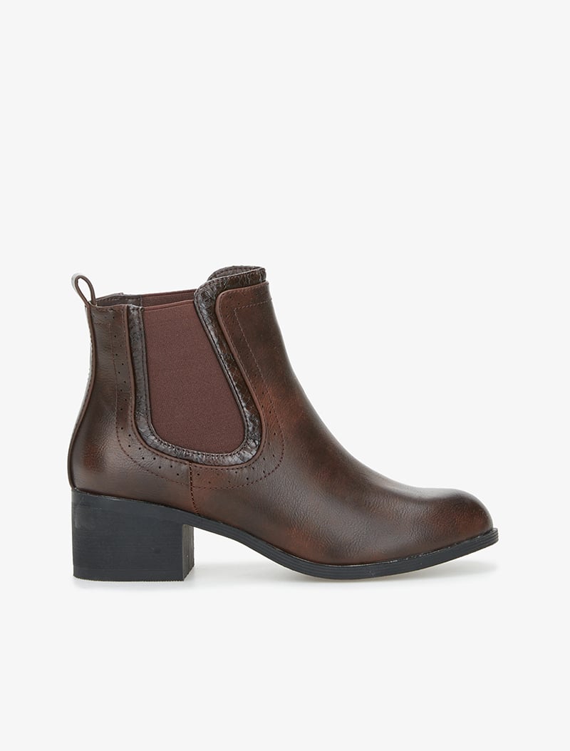 chelsea boots �� bord effet croco - marron - femme -