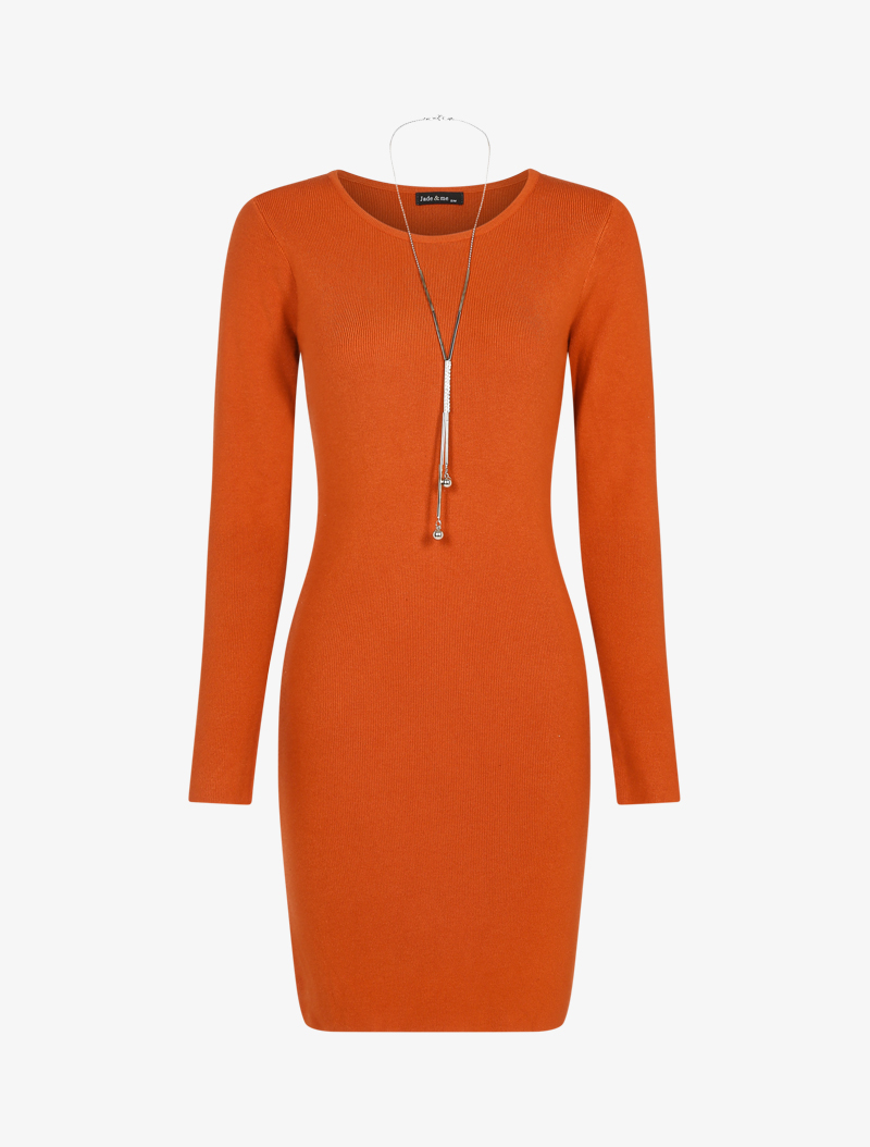 robe pull basique - orange - femme -
