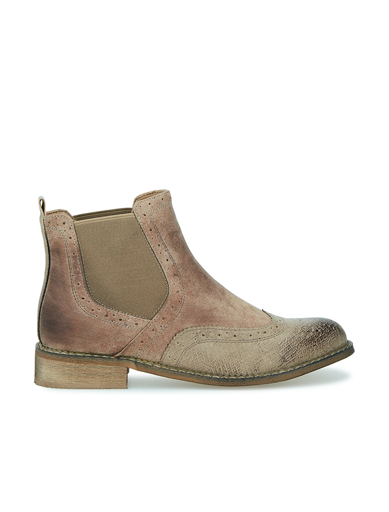 boots style chelsea avant python - beige - femme -