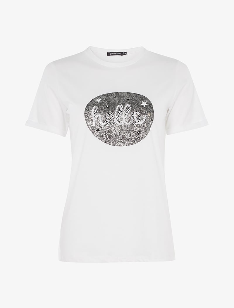 t-shirt hello �� ��toiles de mer - blanc/noir - femme -