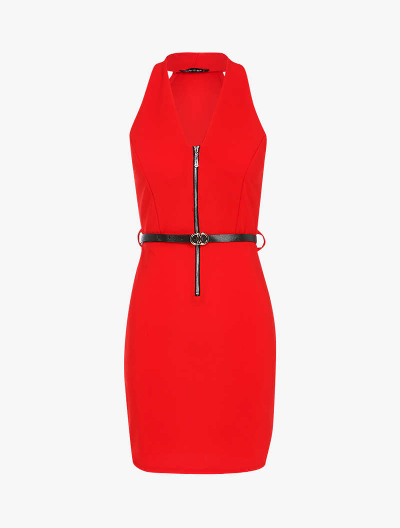 robe fourreau zipp��e - rouge - femme -
