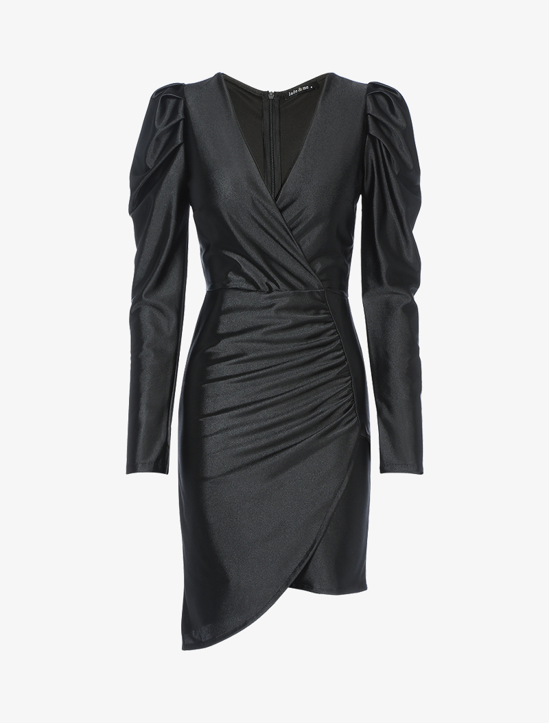 robe fourreau satin��e - noir - femme -
