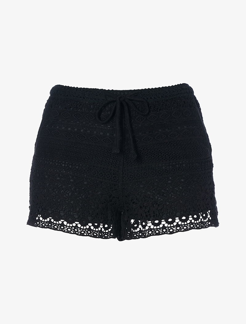 mini-short en crochet �� motifs graphiques - noir - femme -