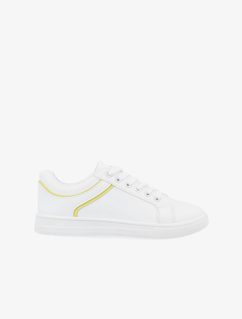 sneakers �� liser��s color��s - blanc/moutarde - femme -